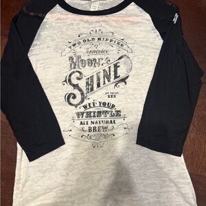 Alternative Black and cream 3/4 length Tee